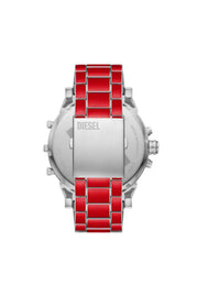 Mr. Daddy 2.0 red enamel and stainless steel watch Diesel