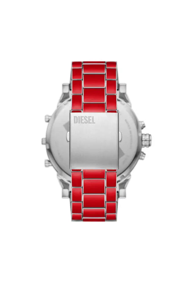 Mr. Daddy 2.0 red enamel and stainless steel watch Diesel