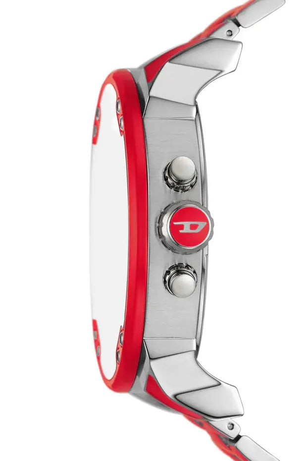 Mr. Daddy 2.0 red enamel and stainless steel watch Diesel