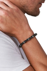 Beaded Black Line Agate Bracelet Diesel