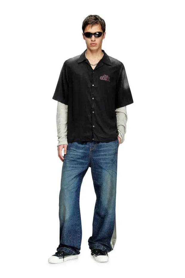 Faded bowling shirt with logo prints Diesel