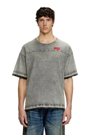 Denim-look T-shirt with released hems Diesel
