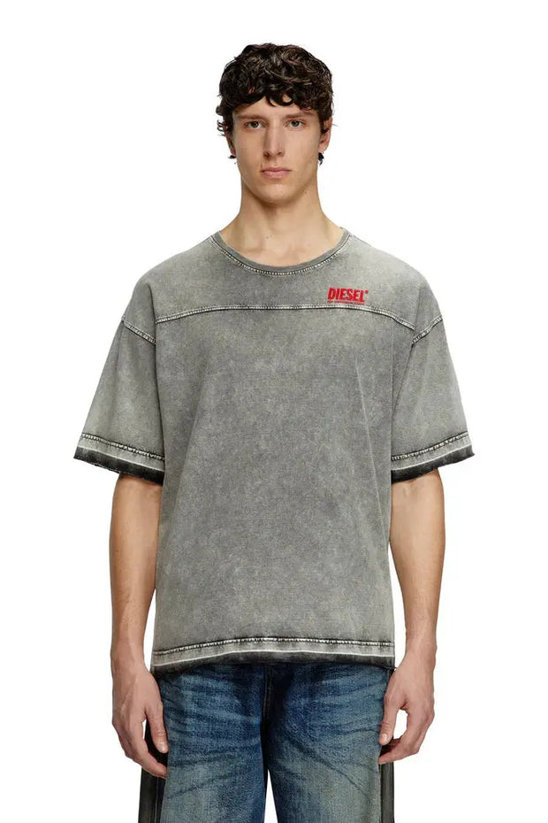 Denim-look T-shirt with released hems Diesel