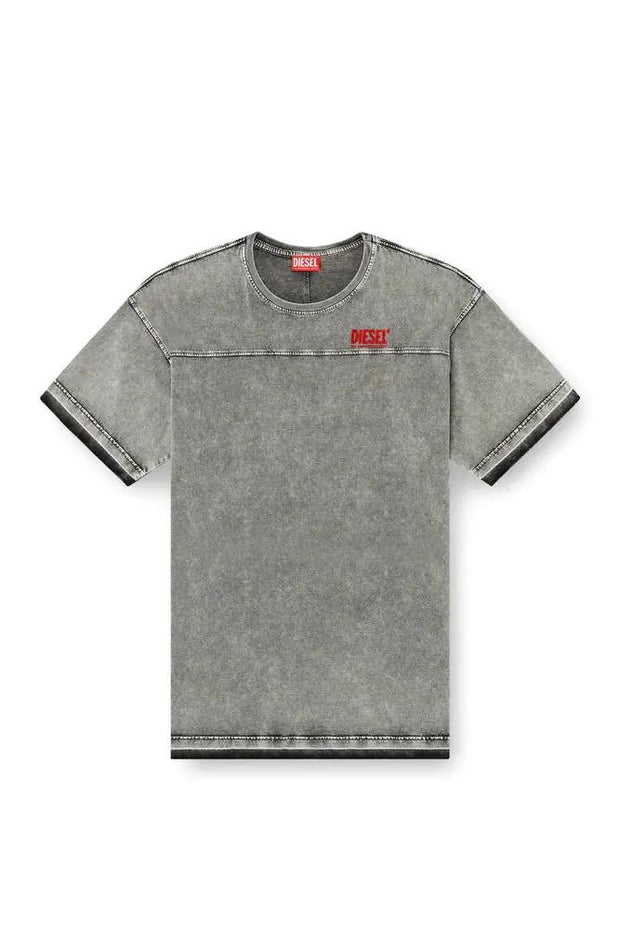 Denim-look T-shirt with released hems Diesel