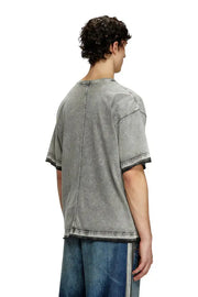 Denim-look T-shirt with released hems Diesel