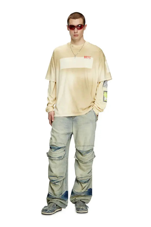 Dirty-effect T-shirt with contrast effects Diesel