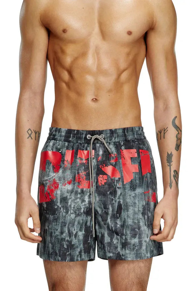 Mid-length swim shorts with graphic print Diesel