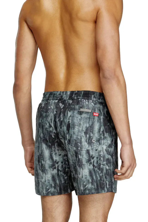 Mid-length swim shorts with graphic print Diesel