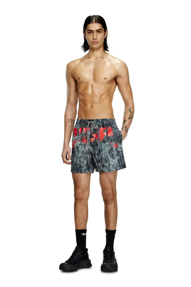 Mid-length swim shorts with graphic print Diesel