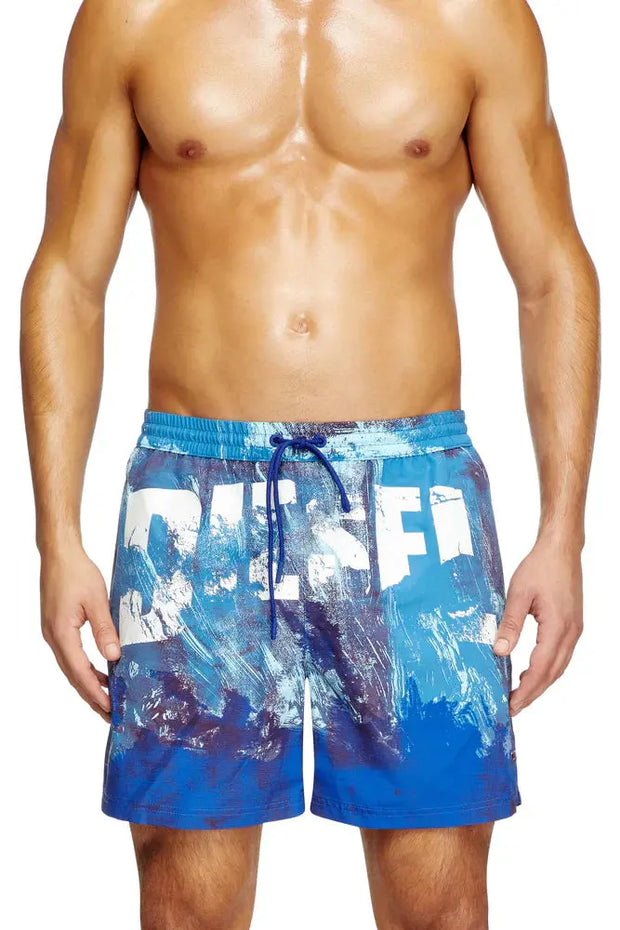 Mid-length swim shorts with graphic print Diesel