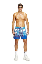Mid-length swim shorts with graphic print Diesel