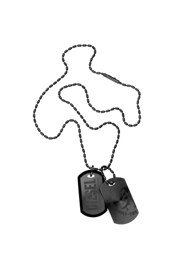 Gunmetal stainless steel double dog tag necklace Diesel