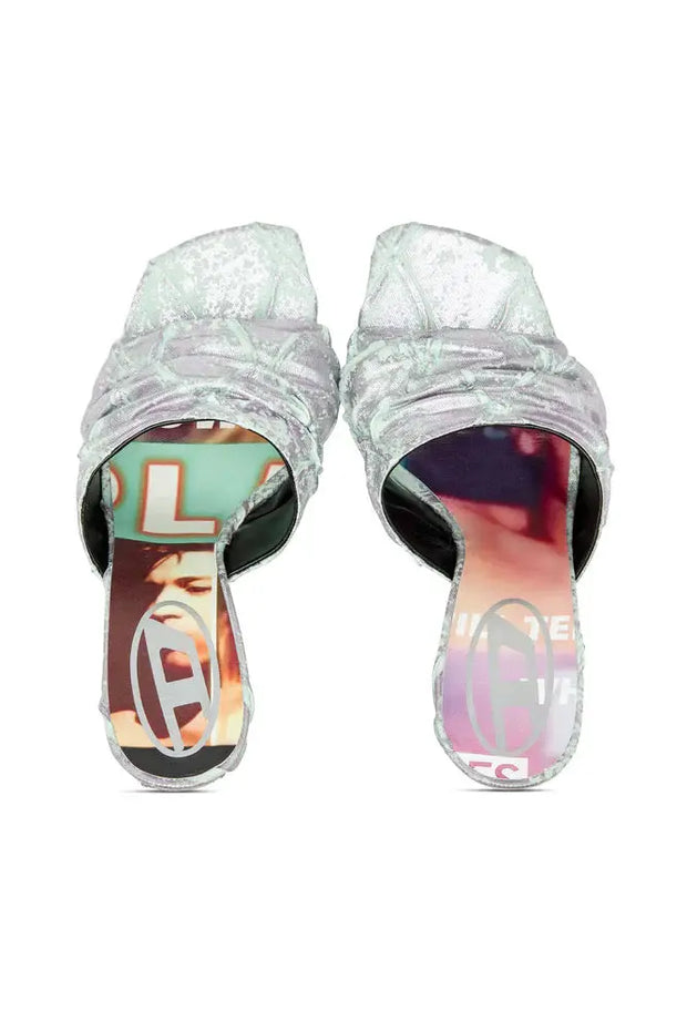 D-Sydney-Mule sandals in shimmering denim Diesel