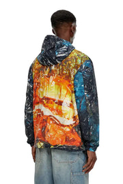 Hooded windbreaker with poster print Diesel