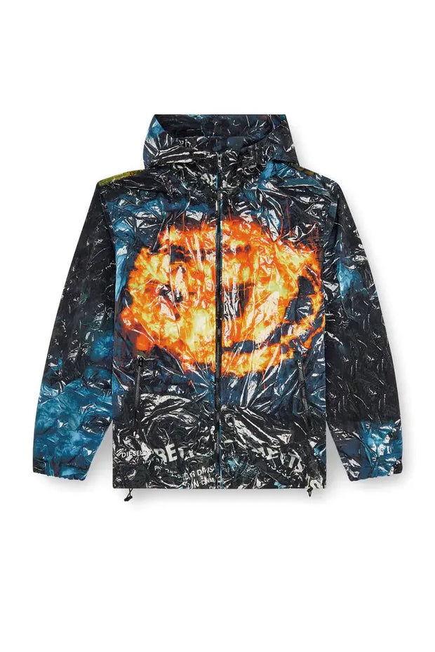 Hooded windbreaker with poster print Diesel