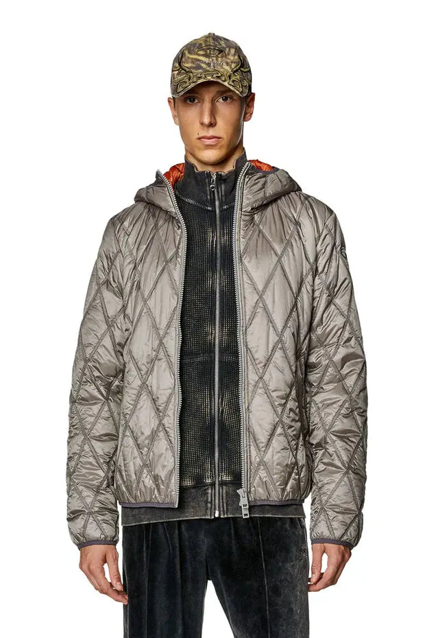 Hooded jacket in quilted nylon Diesel