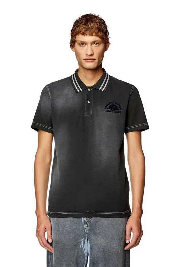 Polo shirt with layered Diesel prints Diesel