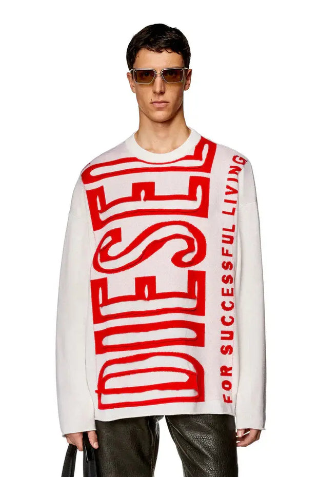 Wool jumper with peel-off Super Logo Diesel