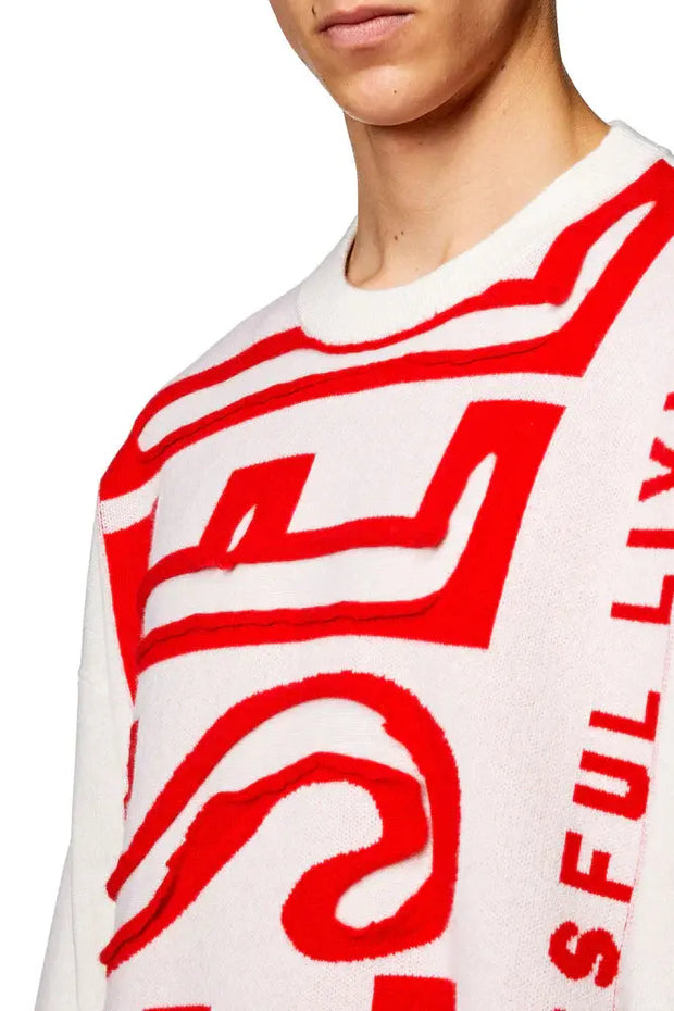 Wool jumper with peel-off Super Logo Diesel