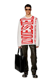 Wool jumper with peel-off Super Logo Diesel