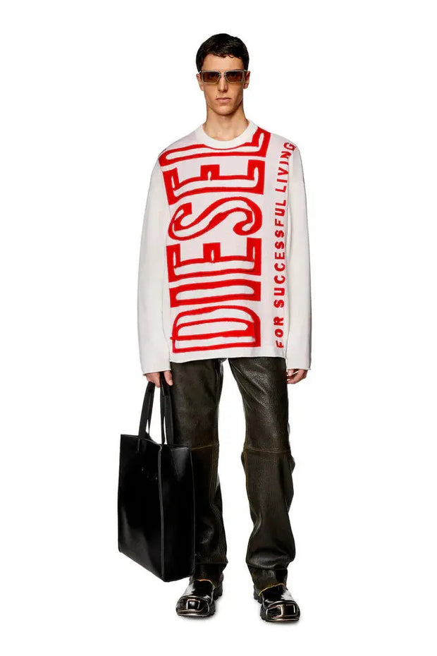 Wool jumper with peel-off Super Logo Diesel