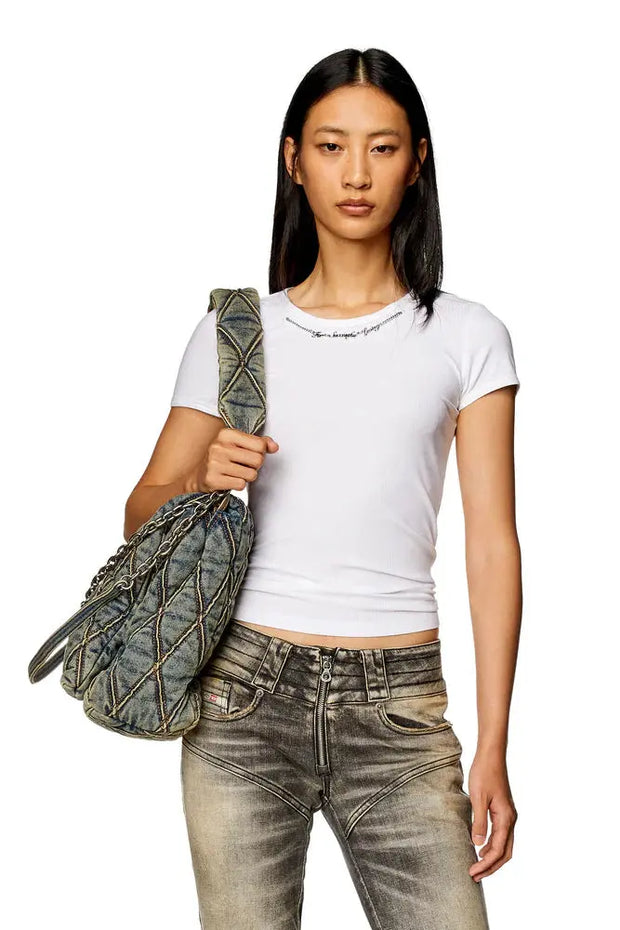 Ribbed-jersey top with chain necklace Diesel