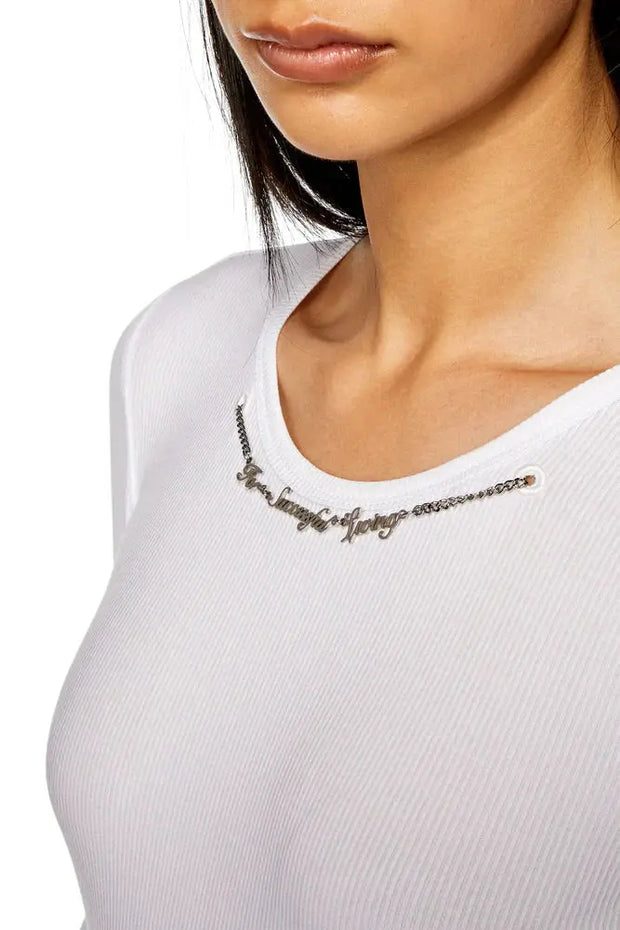 Ribbed-jersey top with chain necklace Diesel