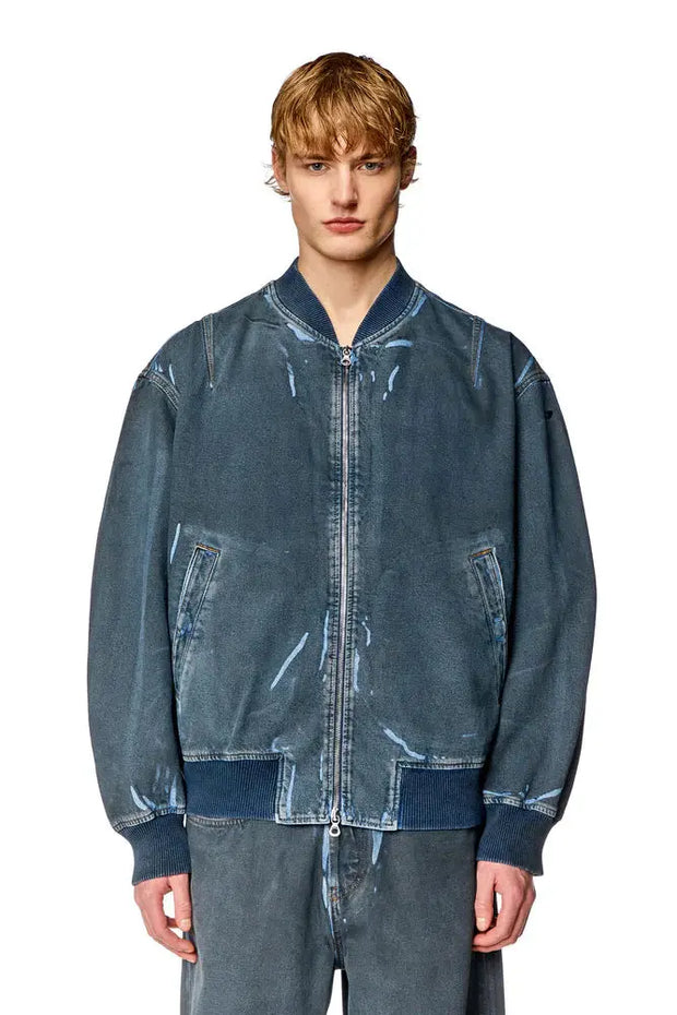 Bomber jacket in used-effect coated denim Diesel