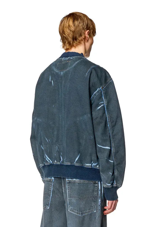 Bomber jacket in used-effect coated denim Diesel
