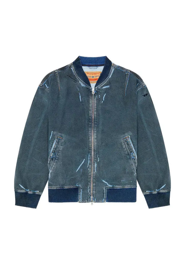 Bomber jacket in used-effect coated denim Diesel