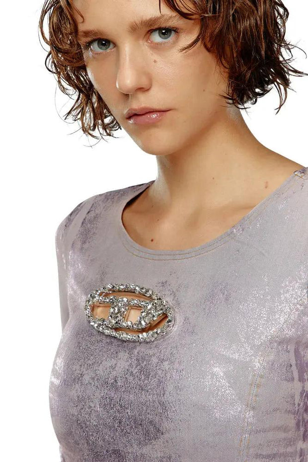 Long-sleeve top with crystal plaque Diesel