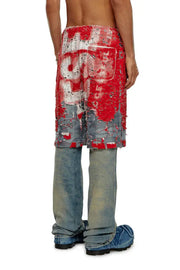 Logo shorts in destroyed jersey Diesel