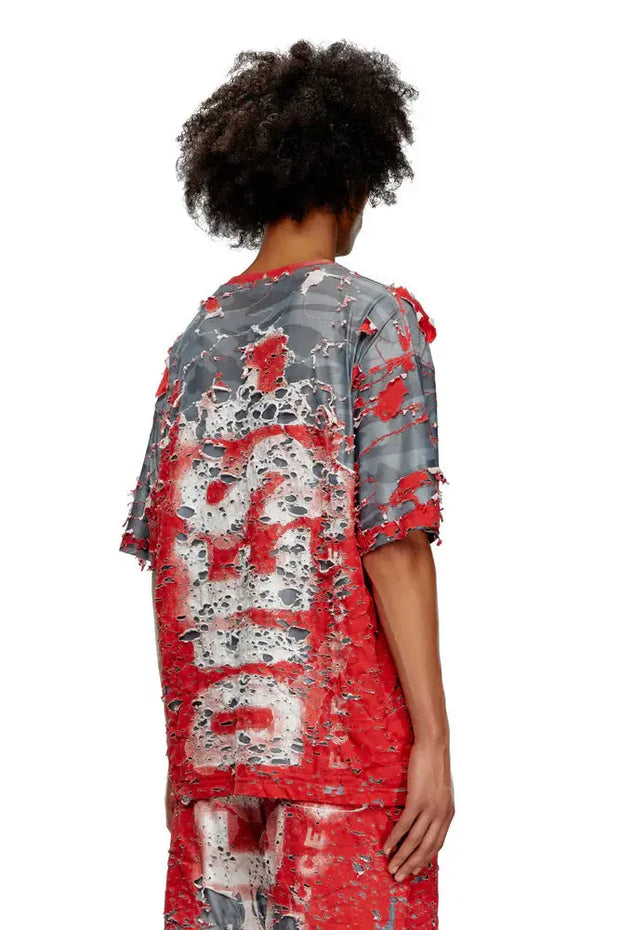 Logo T-shirt in destroyed jersey Diesel