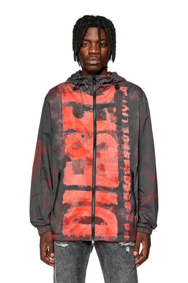 Watercolour-effect windbreaker with logo Diesel