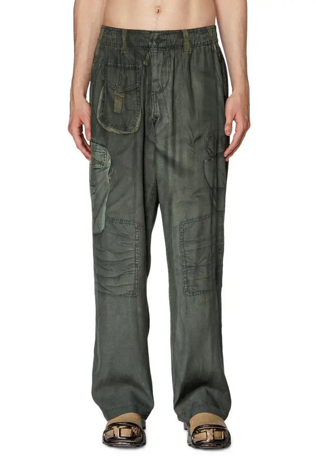 Trompe l'oeil trousers with military print Diesel