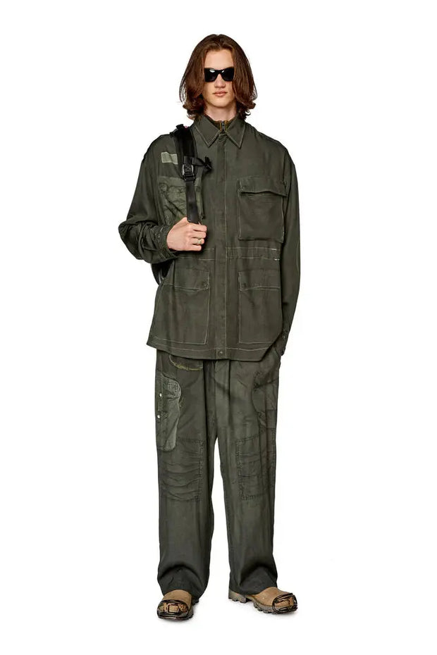 Trompe l'oeil trousers with military print Diesel